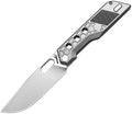 ATZ1878GGY: Artisan Beest framelock, gray titanium handle with carbon fiber inlay, 3.63" stonewash S35VN drop point blade