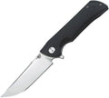 Bestech Knives Paladin Linerlock with satin blade and black handle displayed at angle.
