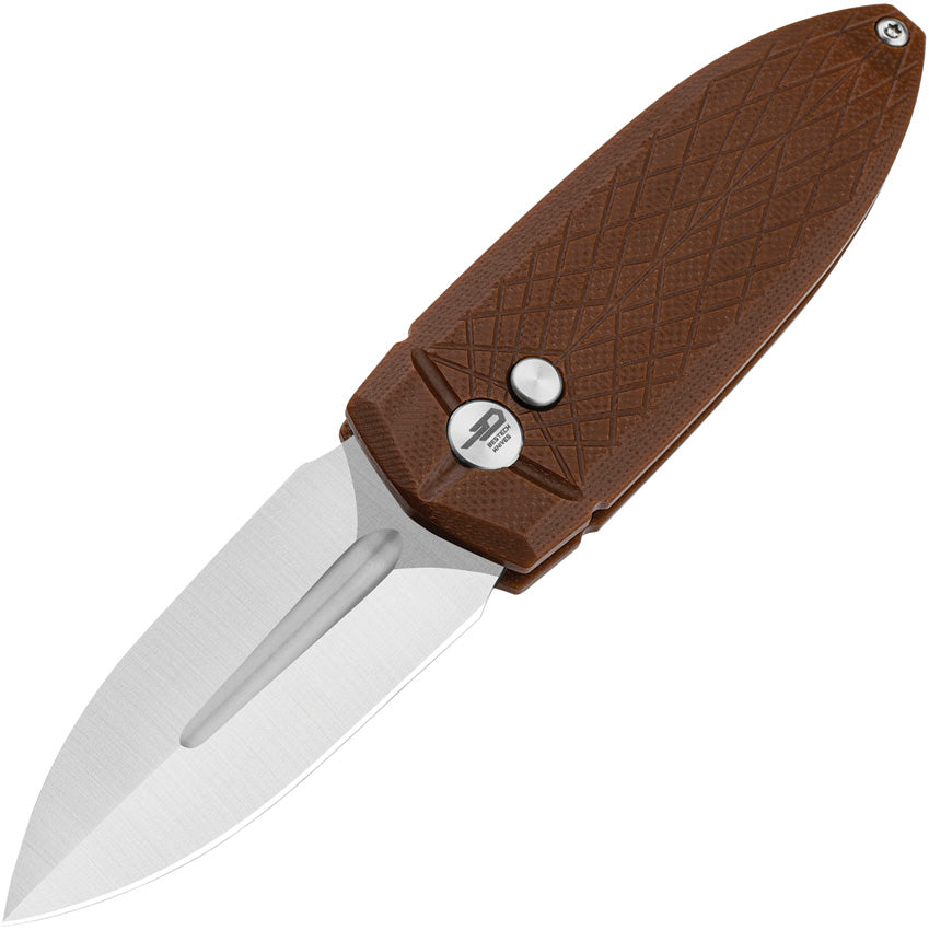 BTKG57A3 Bestech Knives Ququ Button Lock G10 Brown