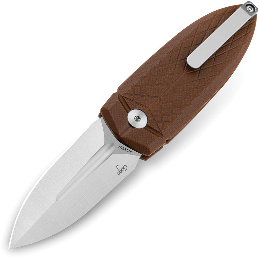 BTKG57A3 Bestech Knives Ququ Button Lock G10 Brown