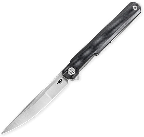 BTKG65A: Bestech Duoz linerlock, black G10 handle, 3.38" satin 14C28N blade