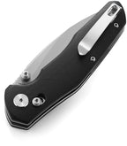 Bestech Knives Ronan B-Lock with satin blade and black textured handle, angled view.