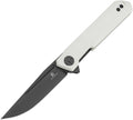 Bestech Knives Mini Dundee Linerlock with black blade and white handle, angled view.