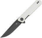 Bestech Knives Mini Dundee Linerlock with black blade and white handle, angled view.
