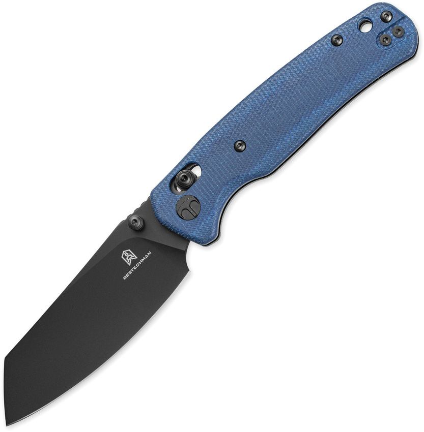 Bestech Cicada's Wing bar lock folding knife with black PVD reverse tanto blade and blue G10 handle (BTKMK06M4)