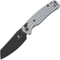 Bestech Cicada's Wing folding knife with black PVD 10Cr15CoMoV reverse tanto blade and frag pattern steel handle (BTKMK06S6)