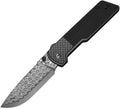 Civivi Zygon Top crossbar lock folding knife with Damascus blade and black G10 handle with carbon fiber onlay (C25035BDS1)