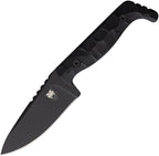 CBTKPBLK: Cobratec Kingpin fixed blade, black sculpted G10 handle, 4" black powder coated D2 drop point blade