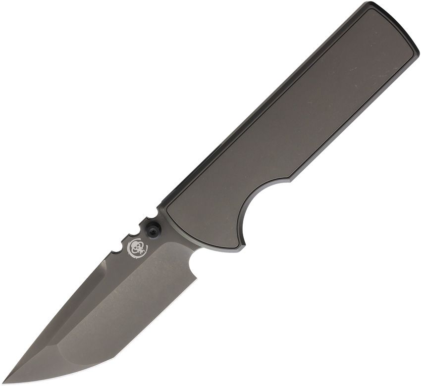 Chaves Knives NTAK 229 framelock folding knife with gray PVD M390 tanto blade and gray PVD titanium handle (CHAV14407)