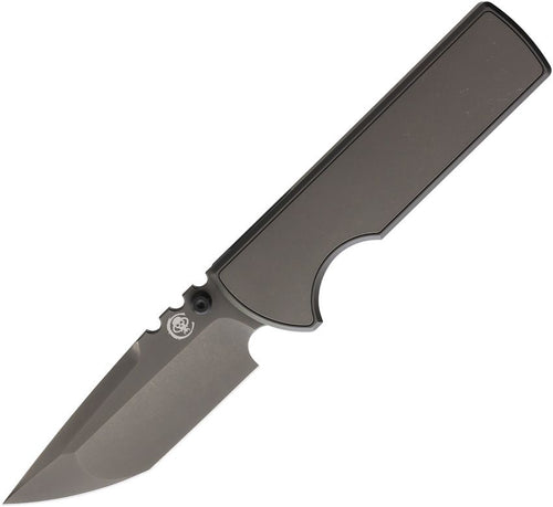 Chaves Knives NTAK 229 framelock folding knife with gray PVD M390 tanto blade and gray PVD titanium handle (CHAV14407)