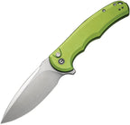 CIVC18026E3: Civivi Praxis button lock, lime aluminum handle, 3.75" satin Nitro V drop point blade