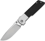 Civivi Zygon Top crossbar lock folding knife with satin Nitro V blade and black G10 handle with bolsters (CIVC25035C1)
