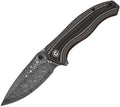 CIVC25037BDS1: Civivi Vyrent linerlock, black and tan G10 handle, 3.5" Damascus drop point blade