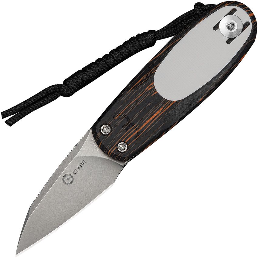 CIVC250545: Civivi Purr slip joint, orange and black G10 handle, 1.88" stonewash Nitro V blade