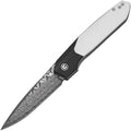 Civivi Brr15 Light linerlock folding knife with Damascus drop point blade and black and white G10 handle (CIVC25063DS1)