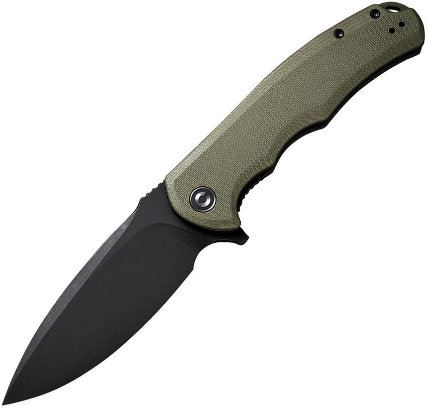 CIVC803F: Civivi Praxis linerlock, OD green G10 handle, 3.75" black stonewash 9Cr18MoV blade