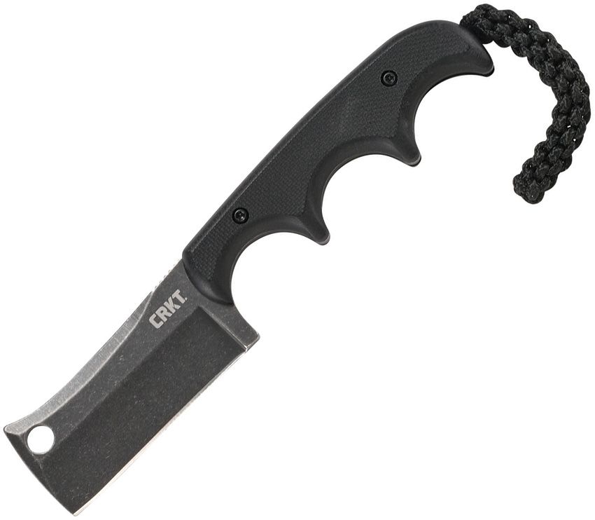 CRKT Minimalist Cleaver Blackout fixed blade knife with black stonewash 5Cr13MoV cleaver blade and black G10 handle (CR2383K)