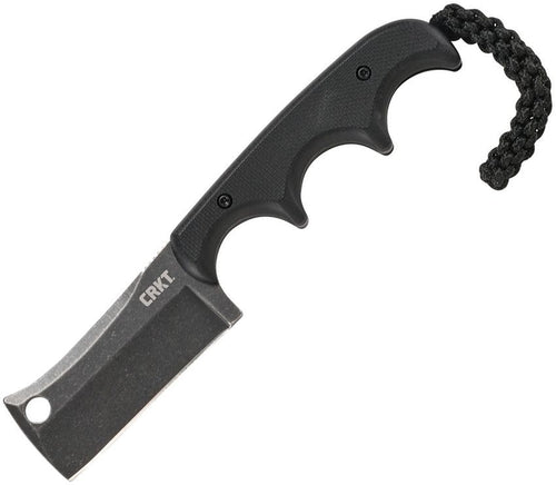 CRKT Minimalist Cleaver Blackout fixed blade knife with black stonewash 5Cr13MoV cleaver blade and black G10 handle (CR2383K)