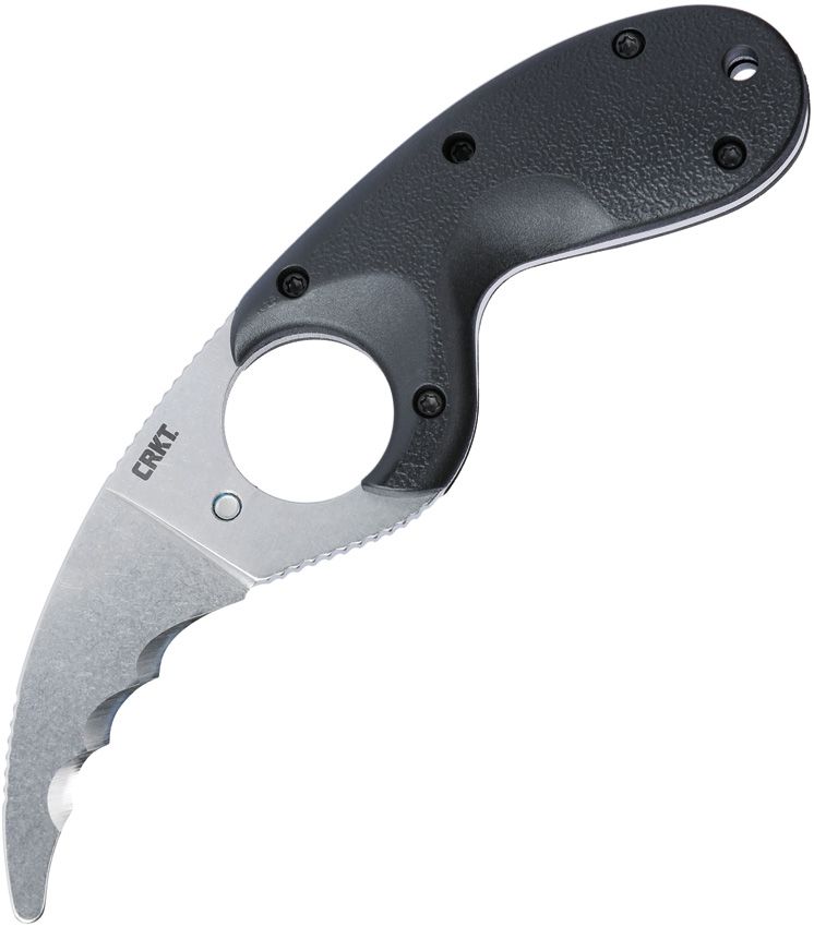 CR2511: CRKT Bear Claw fixed blade, black GRN handle, 2.38" stonewash Veff serrated AUS-8 blade