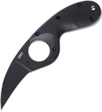 CRKT Bear Claw fixed blade knife with black powder coat AUS-8 hawkbill blade and black GRN handle (CR2516K)