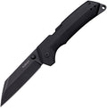 Cold Steel Karve black coated blade with black textured G10 handle and lanyard hole, displayed at angle.