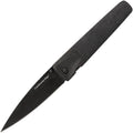Cold Steel Caledonian Edge Linerlock with black coated blade and dark handle, angled view.