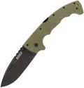 Cold Steel 5 Max Lockback with black coated blade and OD green handle, angled view.