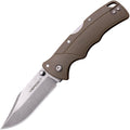 Cold Steel Verdict Lockback FDE with satin blade and brown handle, displayed open at angle.