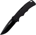 Cold Steel Verdict Lockback black coated blade with black textured handle, angled view.