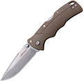 Cold Steel Verdict Lockback FDE with satin blade and tan handle, angled view.