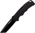 Cold Steel Verdict Lockback black coated tanto blade with black textured handle, displayed at angle.