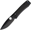 Daggerr Nightmare X-Lock folding knife with black coated blade and black handle, open position.