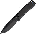 Daggerr Nightmare X-Lock black coated blade with black handle, angled view.