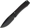 Daggerr Nightmare X-Lock black coated blade with black handle and sheath, angled view.