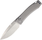 Daggerr Nightmare Crossbar Lock Magn with satin blade and gray handle, angled view.
