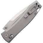 Daggerr Nightmare Crossbar Lock folding knife with satin blade and gray handle, closed position.