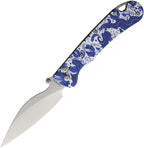 Daggerr Pelican Slim crossbar lock folding knife with satin VG-10 blade and Gzhel folk art G10 handle (DGRFM023SGZH)