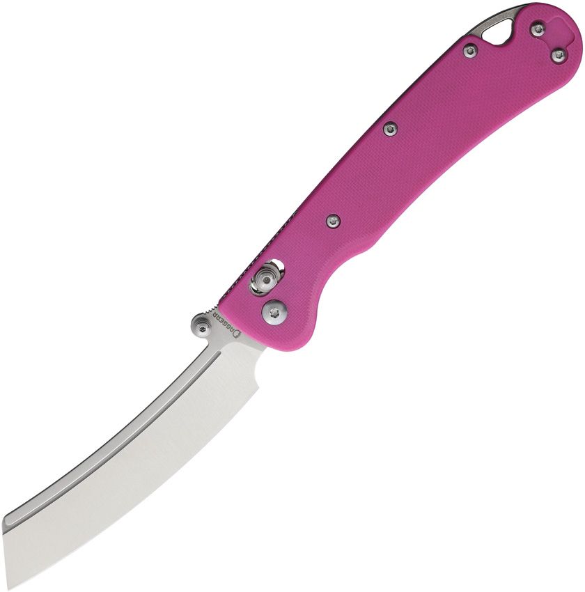 Daggerr Behemoth Slim crossbar lock folding knife with satin VG-10 curved blade and pink G10 handle (DGRFM024SPKS)
