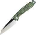 DGRFM81TGRBW: Daggerr Alligator crossbar lock, black and green G-Mascus G10 handle, 4.25" two-tone MagnaCut reverse tanto blade