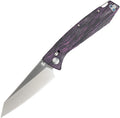 DGRFM81TPRS: Daggerr Alligator crossbar lock, black and purple G-Mascus G10 handle, 4.25" satin MagnaCut reverse tanto blade