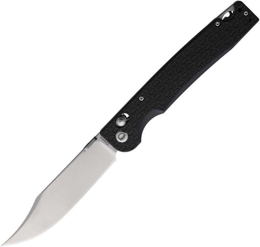 DGRPKXBKSW: Daggerr Pike crossbar lock, black textured FRN handle, 3.88" stonewash 8Cr14MoV clip point blade