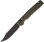 DGRPKXOLBW: Daggerr Pike crossbar lock, OD green textured FRN handle, 3.88" black stonewash 8Cr14MoV clip point blade