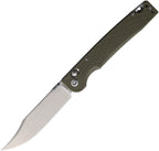 DGRPKXOLSW: Daggerr Pike crossbar lock, OD green textured FRN handle, 3.88" stonewash 8Cr14MoV clip point blade