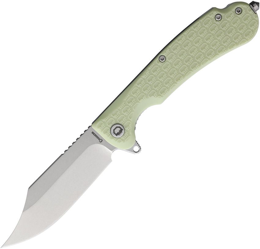 DGRPWGLSW: Daggerr Powie linerlock, Glow in the Dark FRN handle, 3.5" stonewash 8Cr14MoV blade