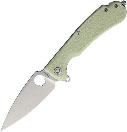 DGRRSGLSW: Daggerr Resident linerlock, Glow in the Dark FRN handle, 3.5" stonewash 8Cr14MoV blade