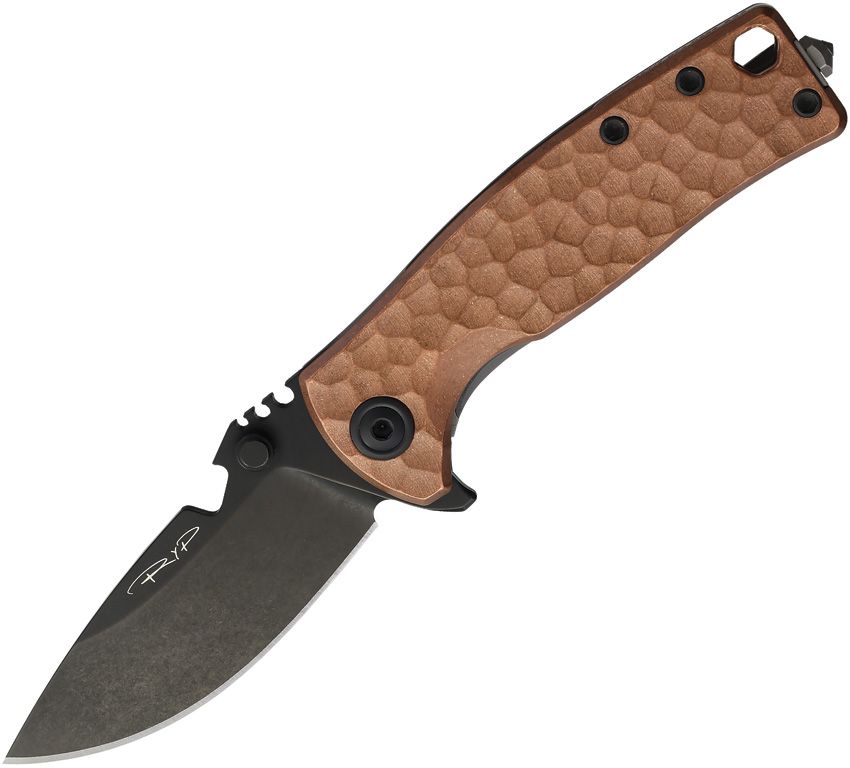 DPXHSF074: DPx Gear HEST F framelock, copper handle, 2.75" black stonewash M390 blade