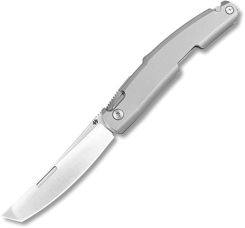 DTSA10641A: DOTS Gear Kazekiri slip joint, gray titanium handle, 3.63" satin S35VN tanto blade