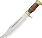 DUKCD: Down Under Bowie fixed blade, ebony leather and brass handle, 11" satin 440C blade