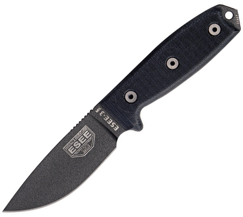 ES3MILPBLK ESEE Model 3 Black G10 Plain Edge