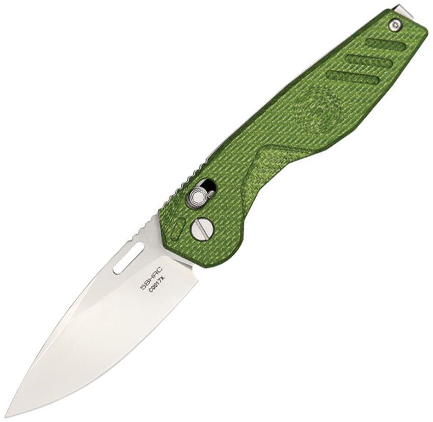 Extrema Ratio BFK folding knife with stonewash N690 drop point blade and green carbon fiber handle (EX0178SWF2)
